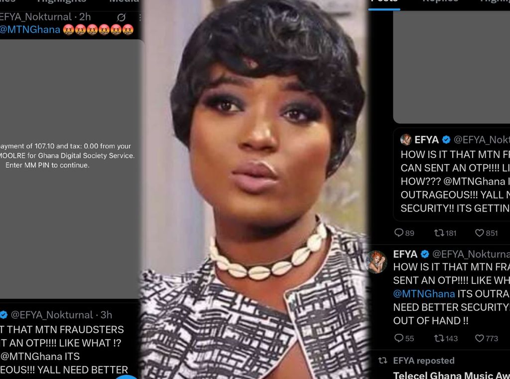 Efya slams MTN Ghana over OTP fraud attempt on her mobile money accoun