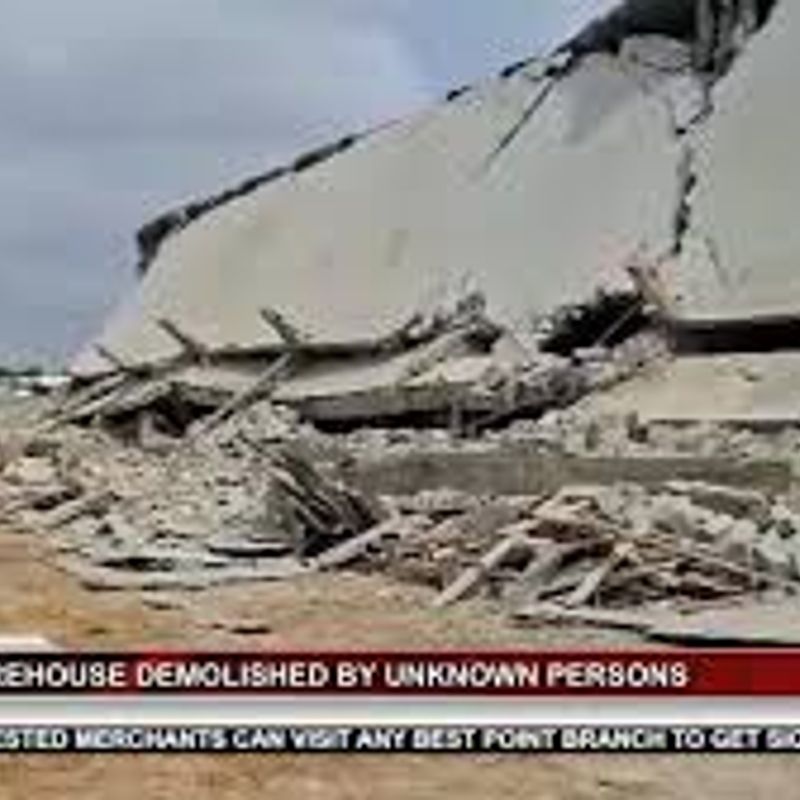 McDan’s warehouse demolished by unknown persons
