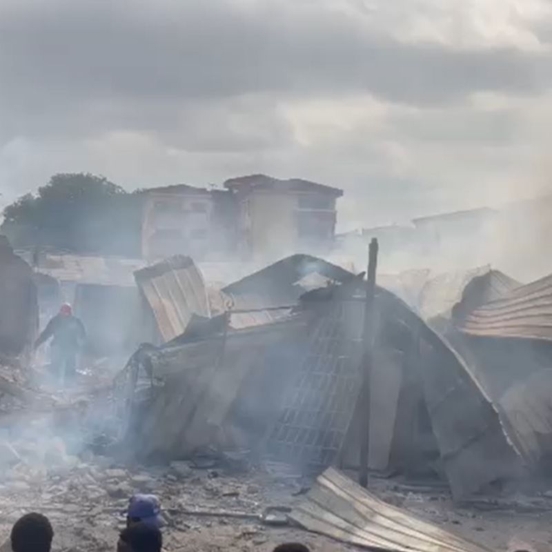 Fire ravages makeshift structures near Madina Redco Flats