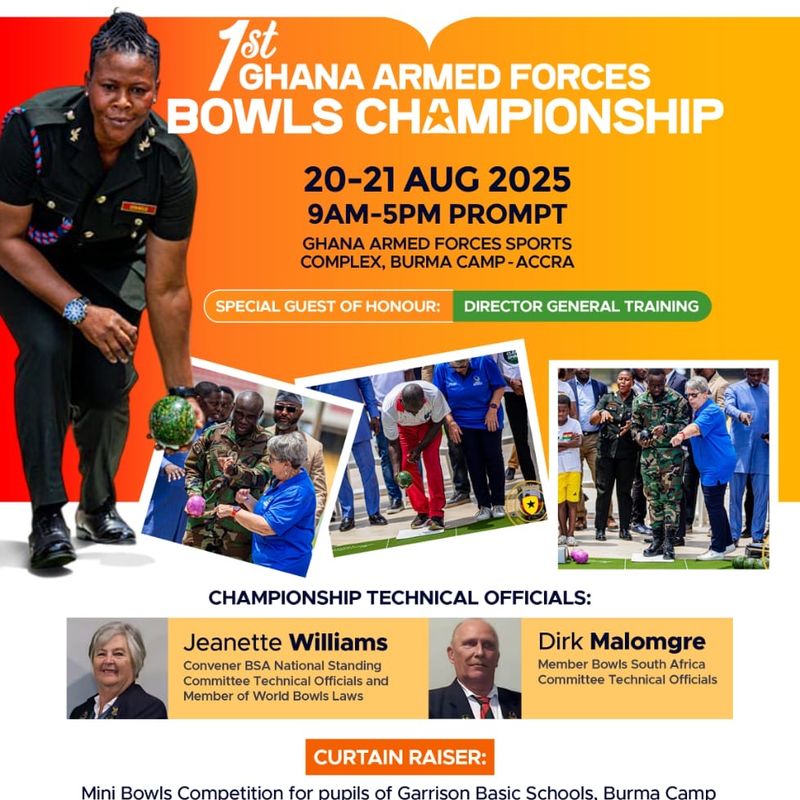 1st Ghana Armed Forces Bowls Championship slated for 20th–21st August