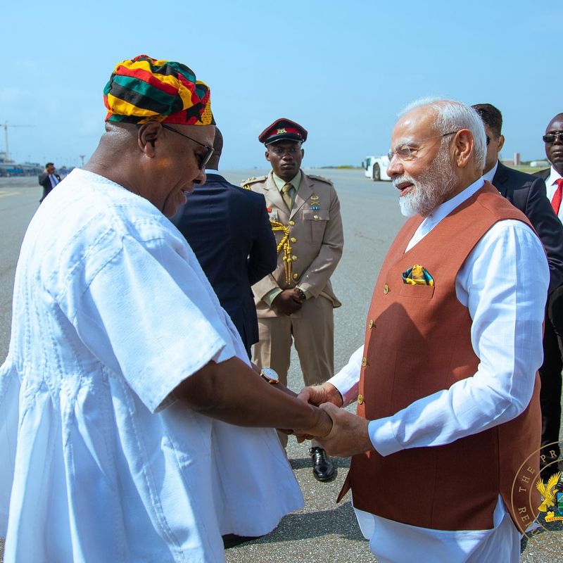 India Prime Minister Narendra Modi arrives in Ghana for historic diplomatic visit